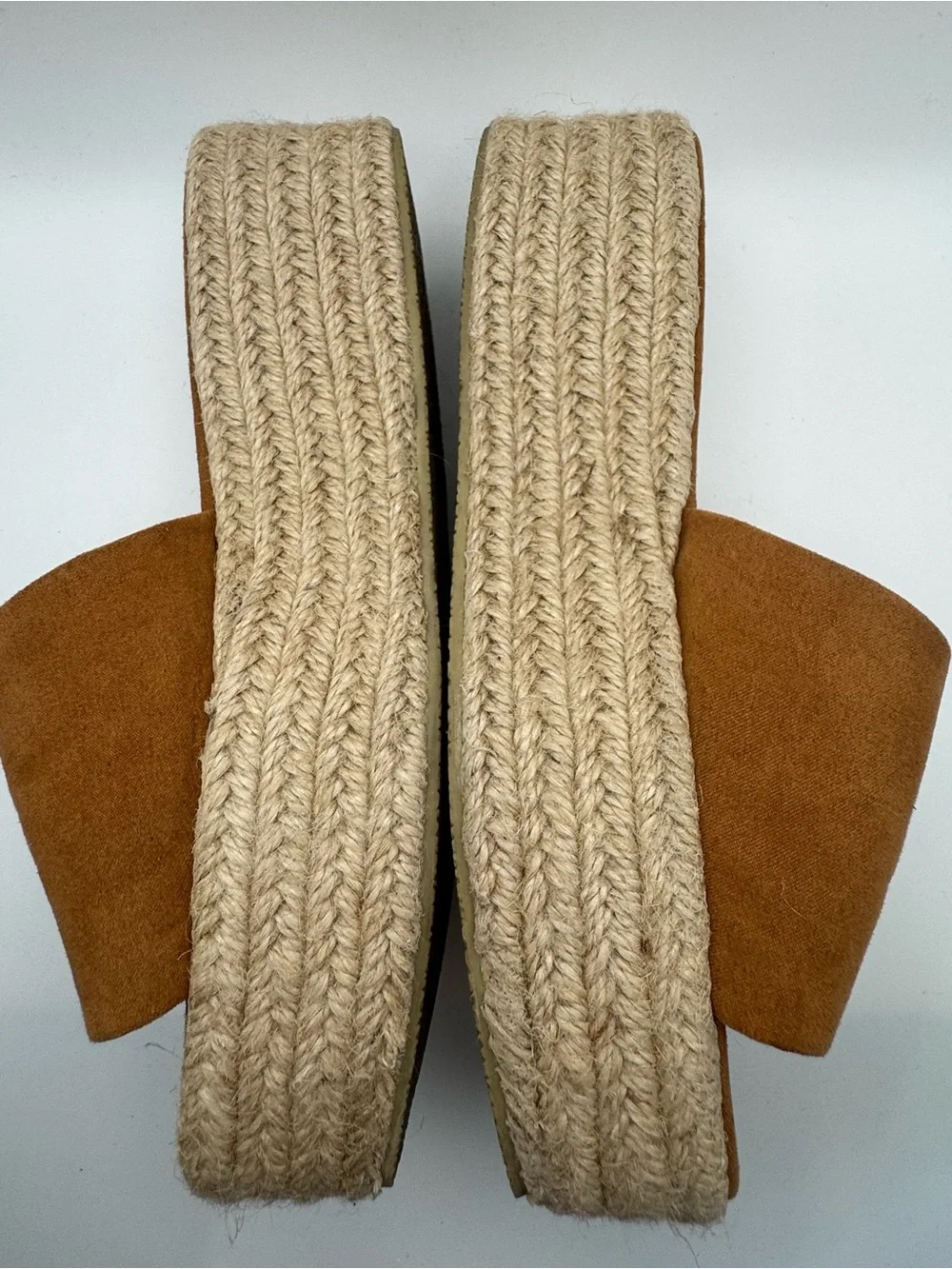 Lulus Size 8 Brown Faux Suede Espadrille Platform Slide Sandals
